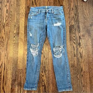 7 For All Mankind Jeans Skinny Boyfriend Leg Distressed Button Fly Josefina 25